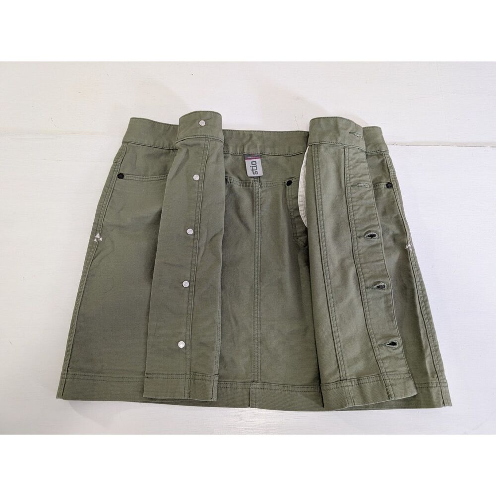Stio Ralston Canvas Skirt Womens 10 Green Button Front Mini Outdoor Casual - Picture 5 of 9